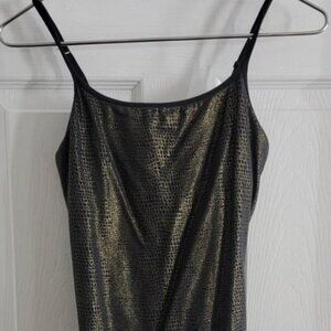 BOGO Express Built In Bra Cami Gold Black Shimmery Snakeskin Print SMALL NWOT